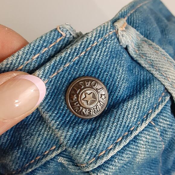 Vintage French Toast Patchwork Denim Belt Loop Stacked Jeans Kids 4S Custom Rare - Picture 3 of 14